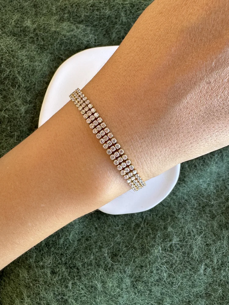 Ατσάλινο Βραχιόλι tennis Τριπλής Σειράς με zircon