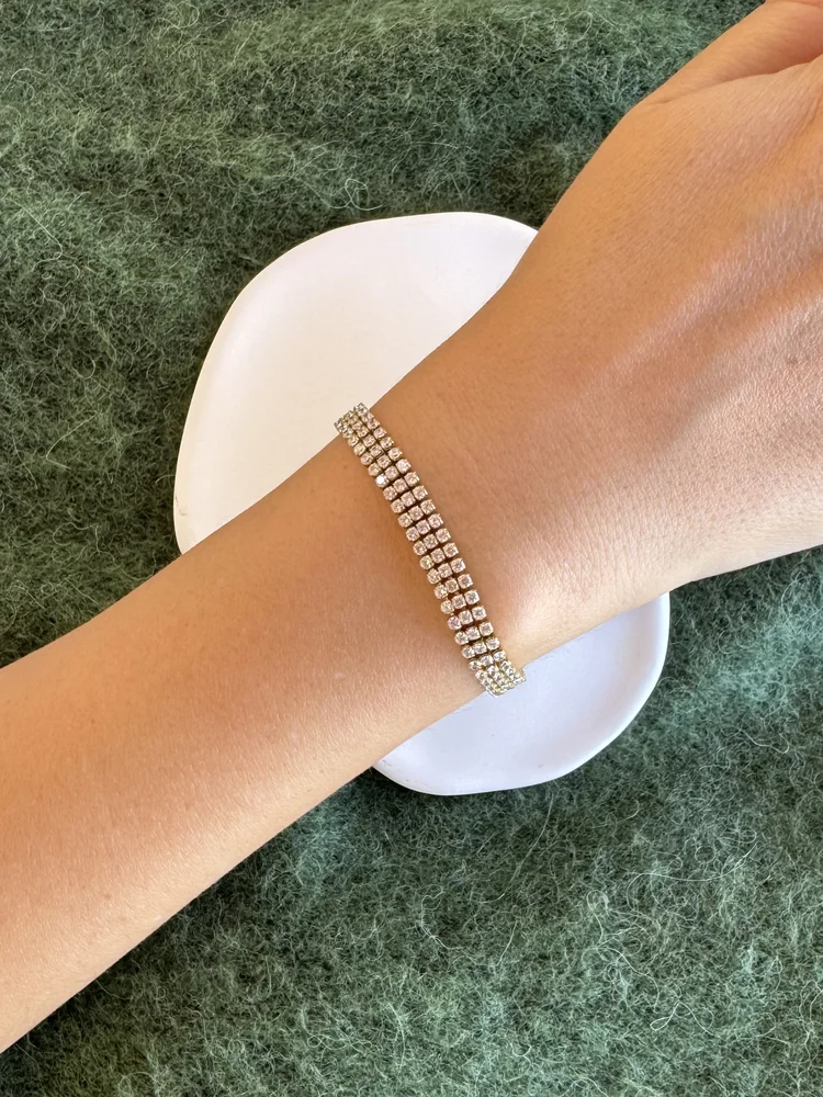 Ατσάλινο Βραχιόλι tennis Τριπλής Σειράς με zircon