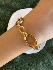 Χρυσό Βραχιόλι με Οβάλ Κρίκους