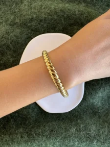 Χρυσή Ατσάλινη Χειροπέδα Χρυσή Στριφτή (twisted)