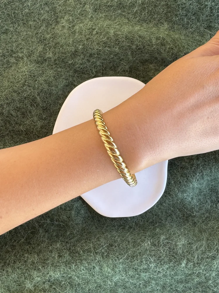 Χρυσή Ατσάλινη Χειροπέδα Χρυσή Στριφτή (twisted)