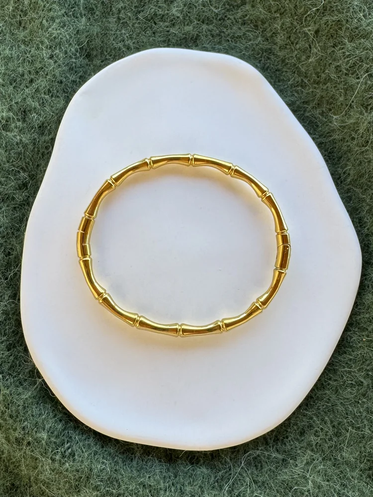 Χρυσή Ατσάλινη Χειροπέδα με Μοτίφ Μπαμπού