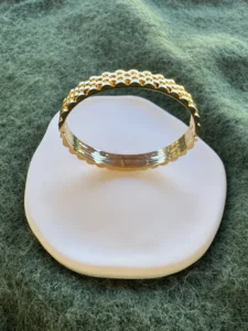 Χρυσή Ατσάλινη Χειροπέδα Τύπου mesh (Πλεκτή Ψάθα)