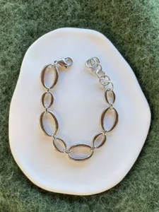 Ασημί Βραχιόλι με Οβάλ Κρίκους