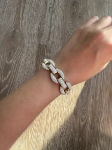 Ατσάλινο Βραχιόλι Αλυσίδα με Χοντρούς Κρίκους και Ζιργκόν