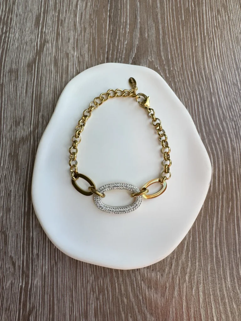 Ατσάλινο Βραχιόλι με Οβάλ Σχέδιο και Ζιργκόν