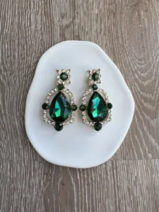 Πολυτελή Σκουλαρίκια με Πράσινα Κρύσταλλα