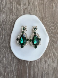 Πολυτελή Σκουλαρίκια με Πράσινα Κρύσταλλα