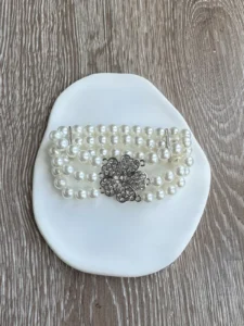 Βραχιόλι Τριπλής Σειράς με Πέρλες και Λουλούδι με Ζιργκόν