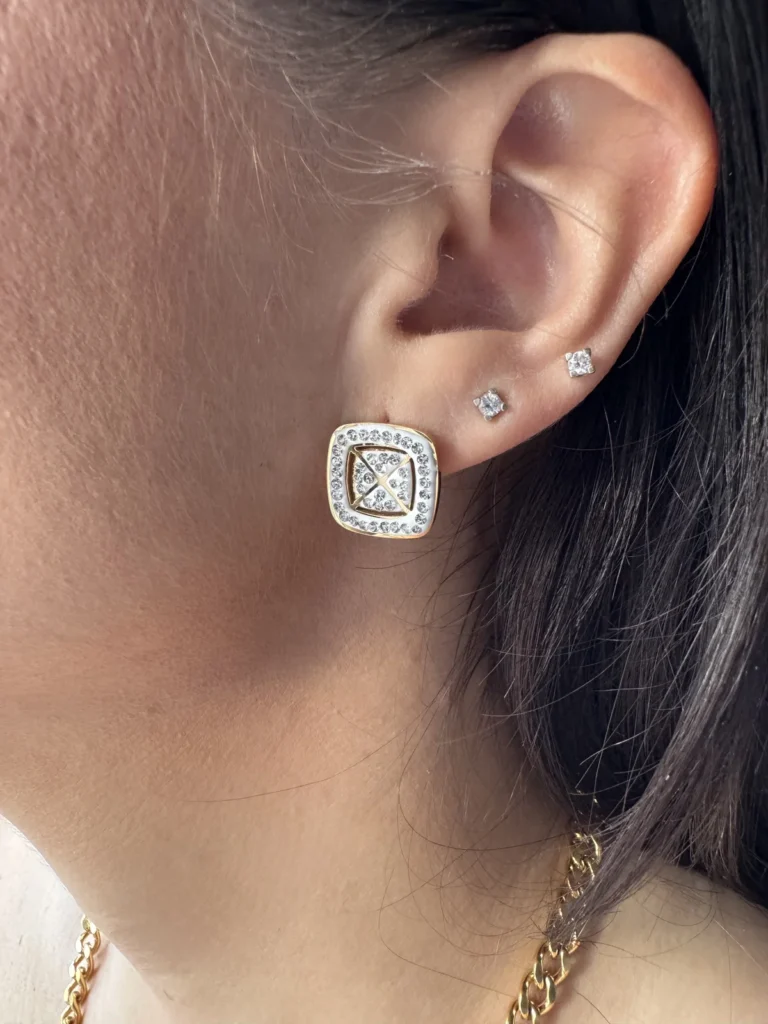 Καρφωτά Σκουλαρίκια Τετράγωνα με Ζιργκόν