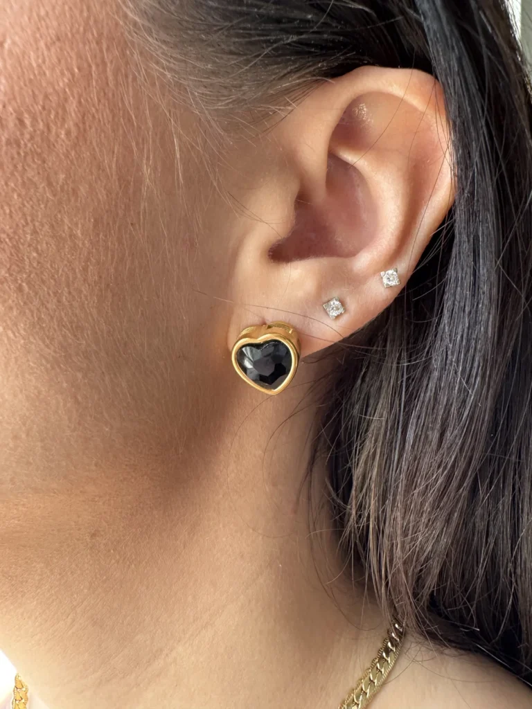 Ατσάλινο Κολιέ gourmette με Μαύρη Καρδιά