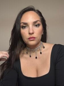 choker Κολιέ με Στρας & Μαύρες Σταγόνες