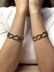 luxury Χρυσό Ατσάλινο Βραχιόλι με Οβάλ Κρίκους