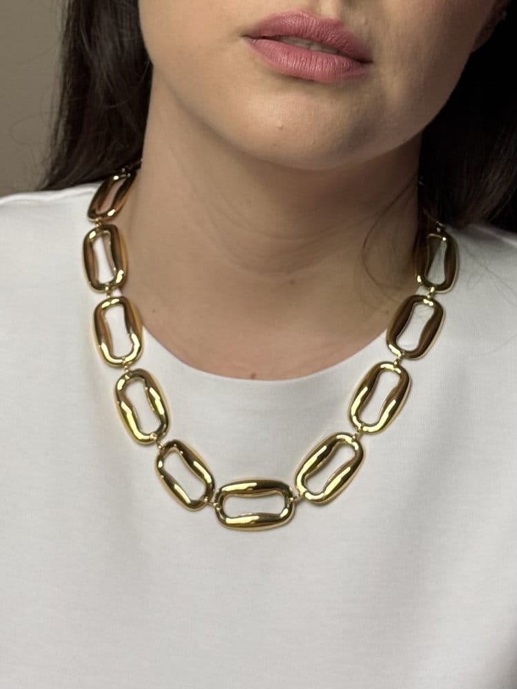 steel icon – Χρυσό luxury Ατσάλινο Κολιέ με Οβάλ Κρίκους