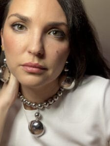 luna sphere Κολιέ με Γυαλιστερές Σφαιρικές Πέρλες & Αποσπώμενο Μενταγιόν