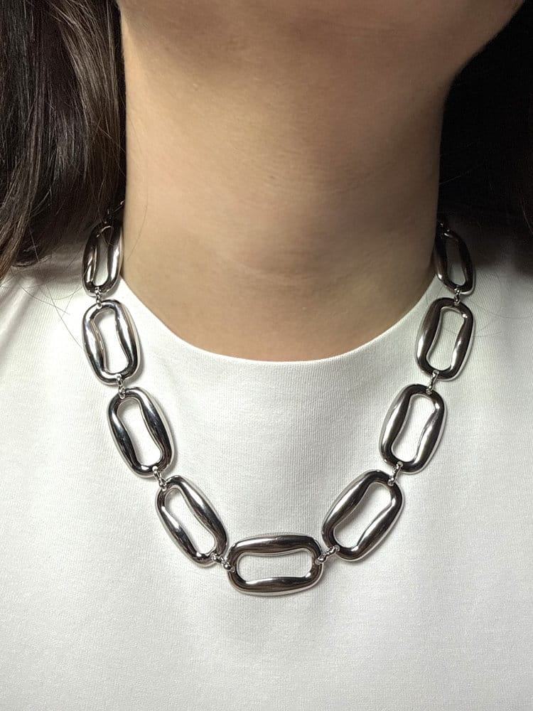 steel icon – luxury Ατσάλινο Κολιέ με Οβάλ Κρίκους