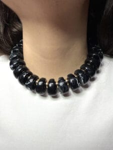 noir aura Κολιέ με Μαύρα Γυαλιστερά Στοιχεία