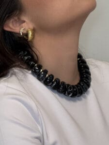 noir aura Κολιέ με Μαύρα Γυαλιστερά Στοιχεία