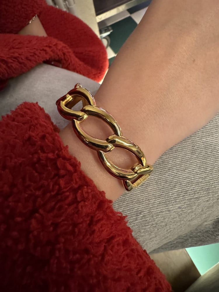 luxury Χρυσό Ατσάλινο Βραχιόλι με Οβάλ Κρίκους
