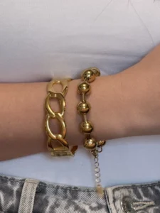 aurelia – luxury Χρυσό Ατσάλινο Βραχιόλι με Σφαιρικά Στοιχεία