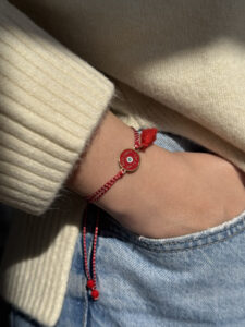 Μαρτάκι με Μάτι & Χρυσό Κόκκινο Κύκλο – red lucky charm bracelet