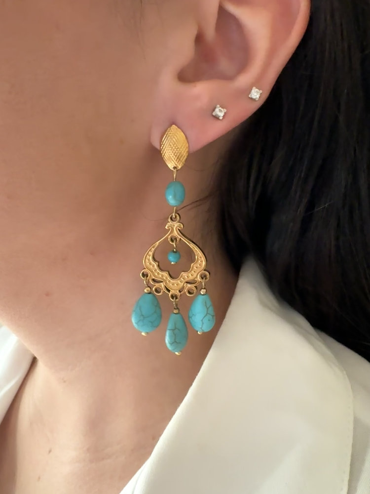Καρφωτά Ατσάλινα Σκουλαρίκια vintage turquoise