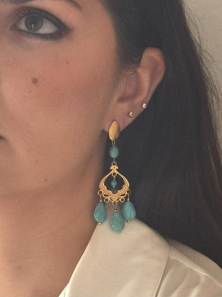 Καρφωτά Ατσάλινα Σκουλαρίκια vintage turquoise