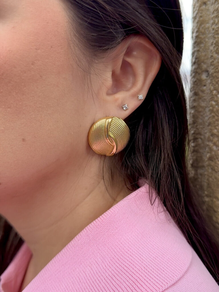 Ατσάλινα Σκουλαρίκια vintage gold wave