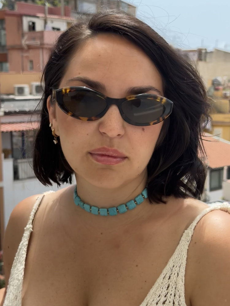 Τυρκουάζ choker με Φυσικά Πετρώματα