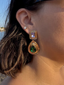 vintage Κρεμαστά Σκουλαρίκια emerald drop