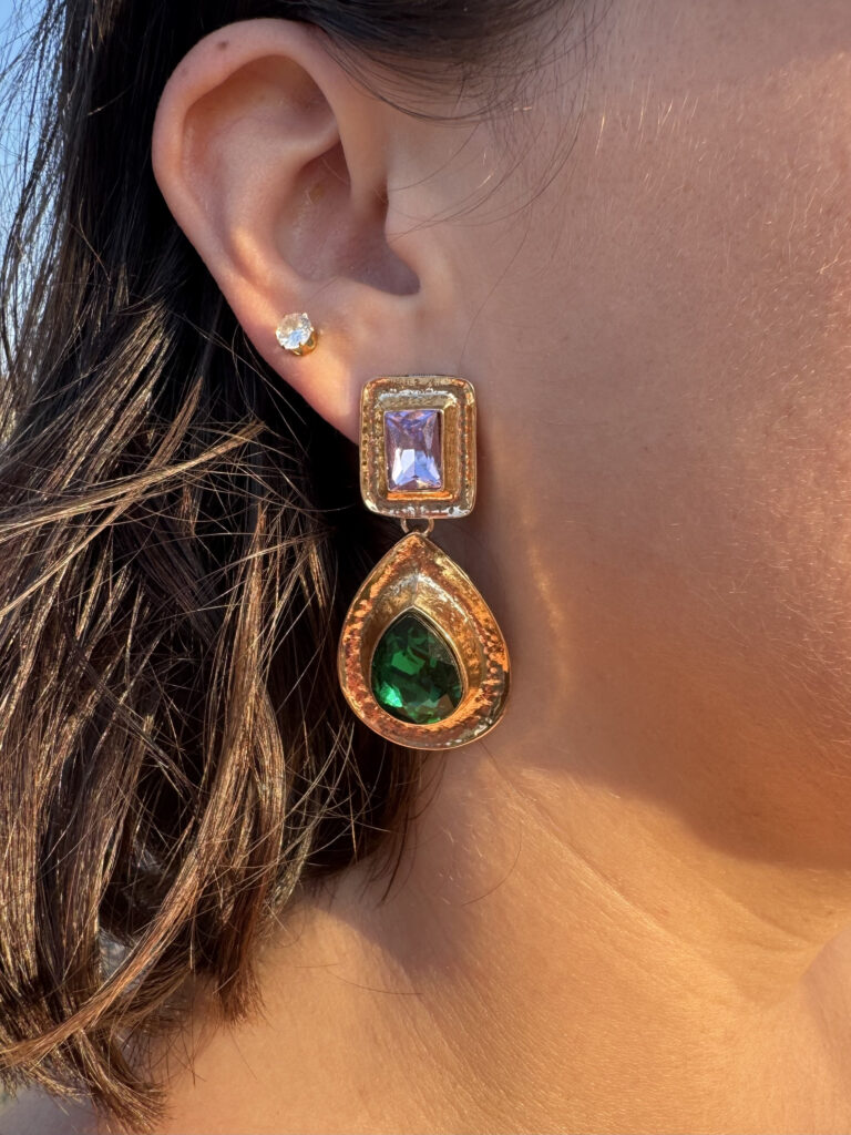 vintage Κρεμαστά Σκουλαρίκια emerald drop