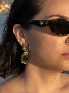 vintage Κρεμαστά Σκουλαρίκια emerald drop