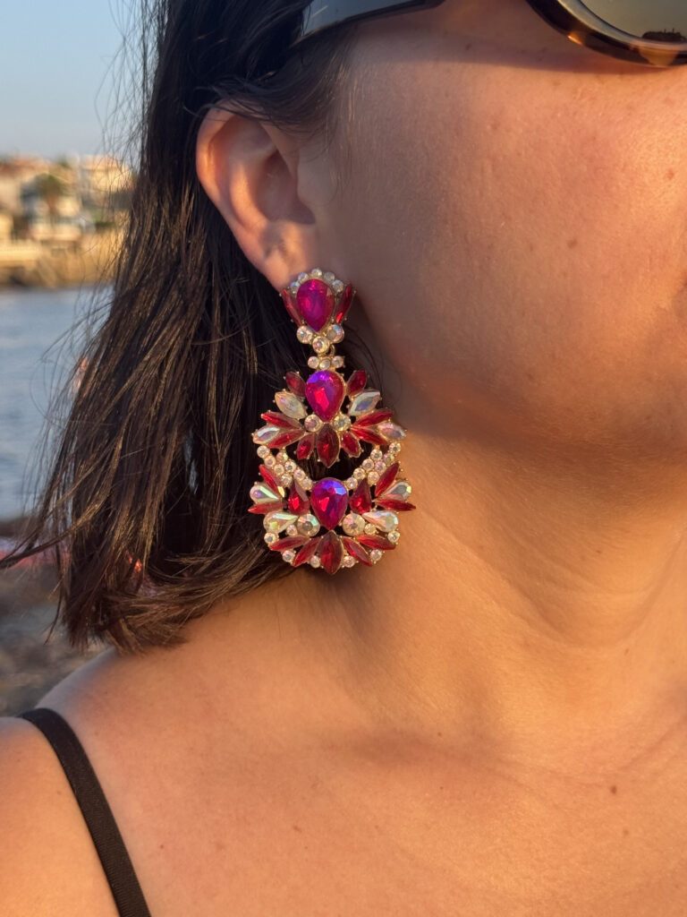 vintage Κρεμαστά Σκουλαρίκια ruby bloom